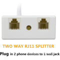 Splitter 1 männlich bis 2 weiblicher RJ11 6P4C Telefonkonverter Kabeladapter für Wall -Festnetz